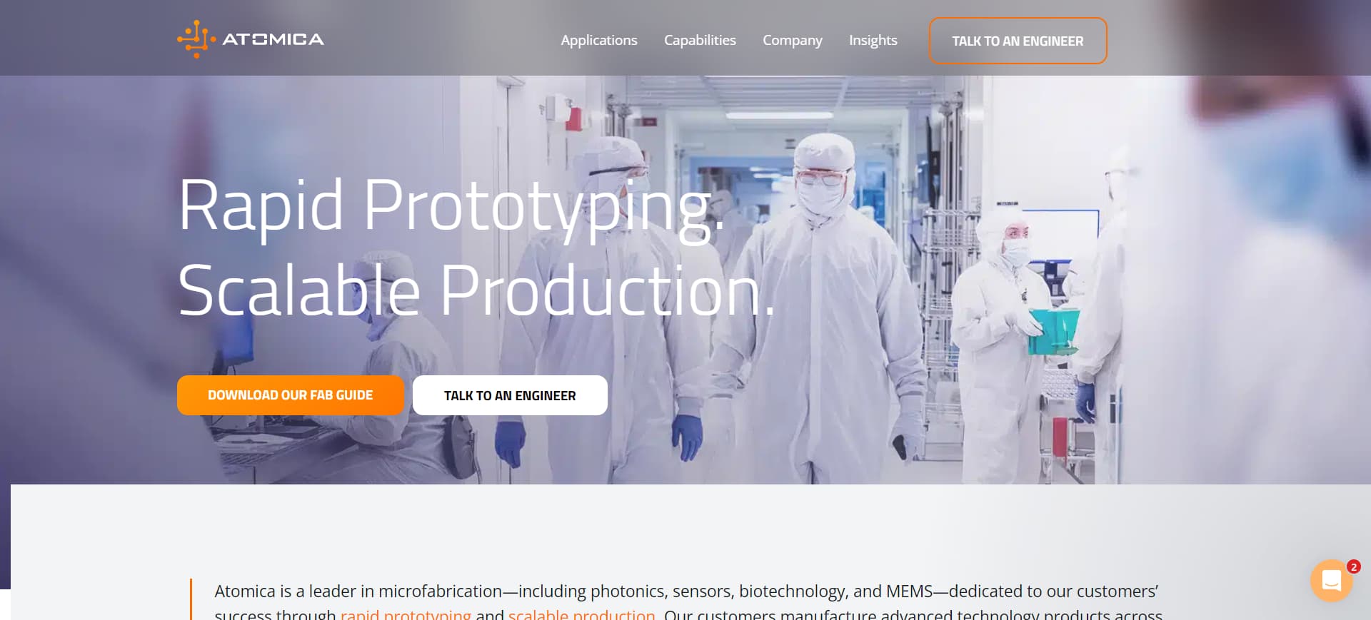 screenshot of Atomica's Official Website