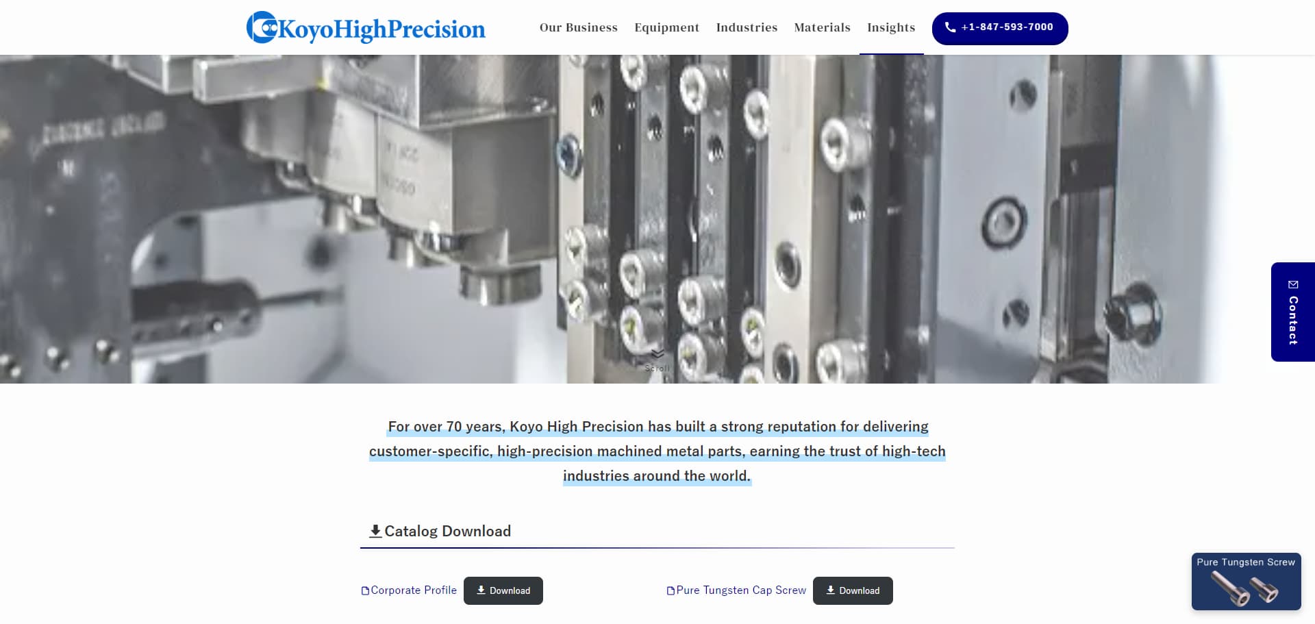 screenshot of Koyo High Precision's Official Website