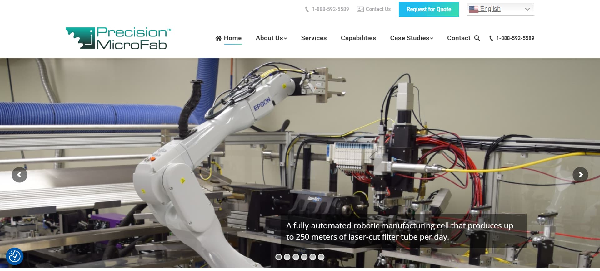 screenshot of Precision MicroFab's Official Website