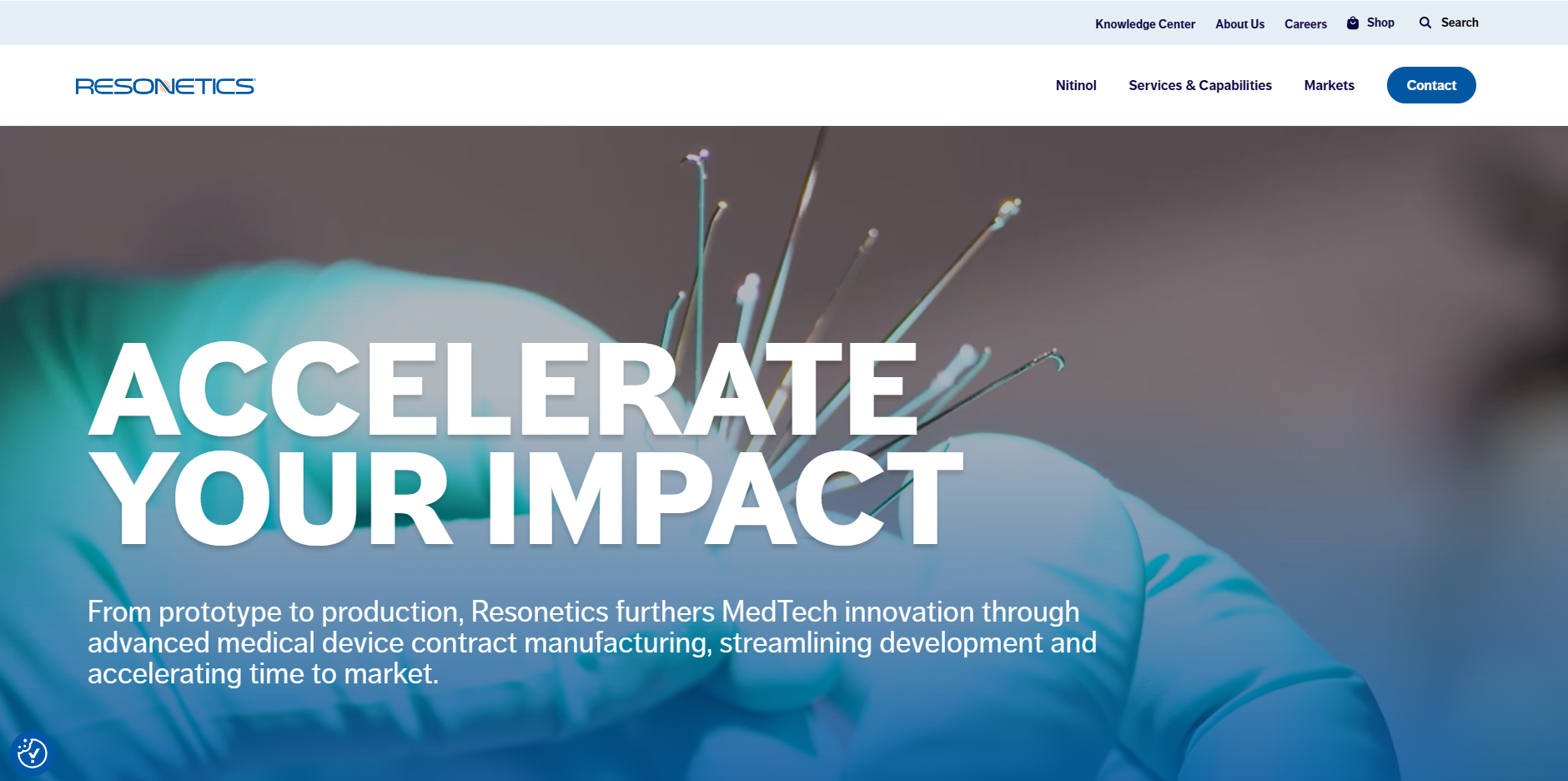 Screenshot of the Resonetics official website