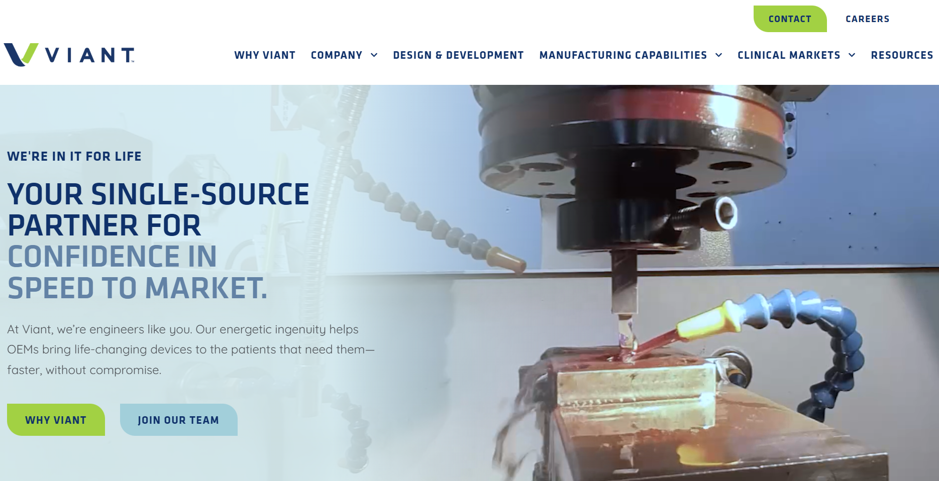 Screenshot of Viant Medical's Official Website